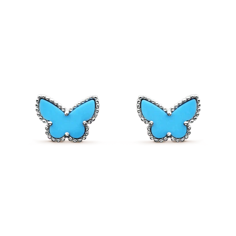 [Bijoux Regalia]Boucles d'oreilles papillon turquoise en argent
