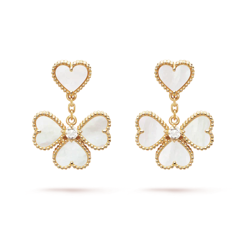 [Bijoux Regalia]Boucles d'oreilles Clover Sweet White Mop