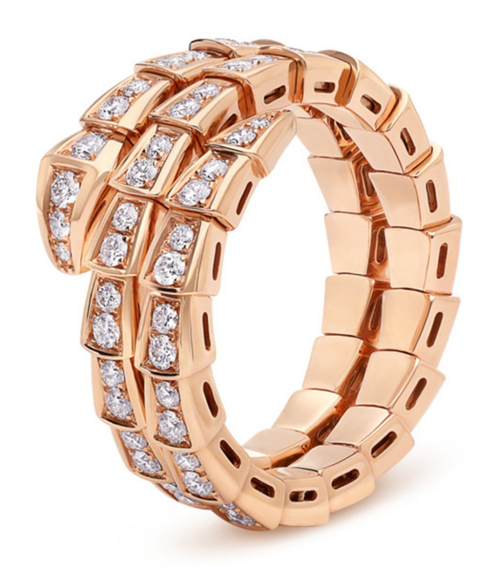 [Joyas Regalia] ANILLO SERPENTI ORO ROSA DIAMANTES DOBLE HILERA