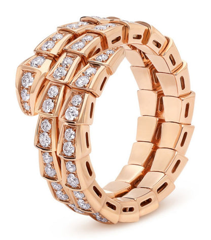 [Joyas Regalia] ANILLO SERPENTI ORO ROSA DIAMANTES DOBLE HILERA
