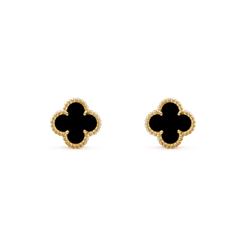 [Joyas Regalia] PENDIENTES MINI TRÉBOL DE 9,5 MM DE MOPA NEGRA