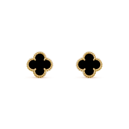 [Joyas Regalia] PENDIENTES MINI TRÉBOL DE 9,5 MM DE MOPA NEGRA