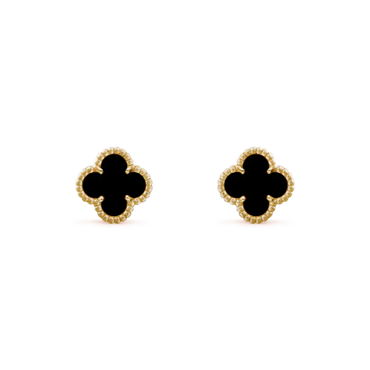 [Bijoux Regalia]Boucles d'oreilles CLOVER MINI 9,5 mm en nacre noire