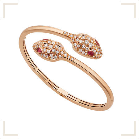 [Joyas Regalia]Pulsera Serpenti de oro rosa con diamantes y doble serpiente