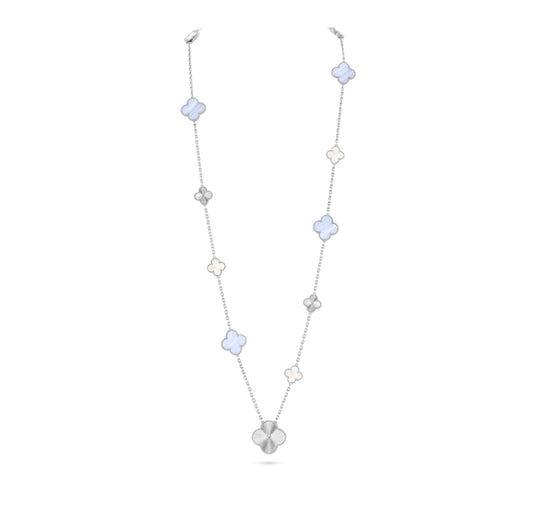 [Bijoux Regalia] COLLIER EN OR ET NACRE BLANCHE À 16 MOTIFS