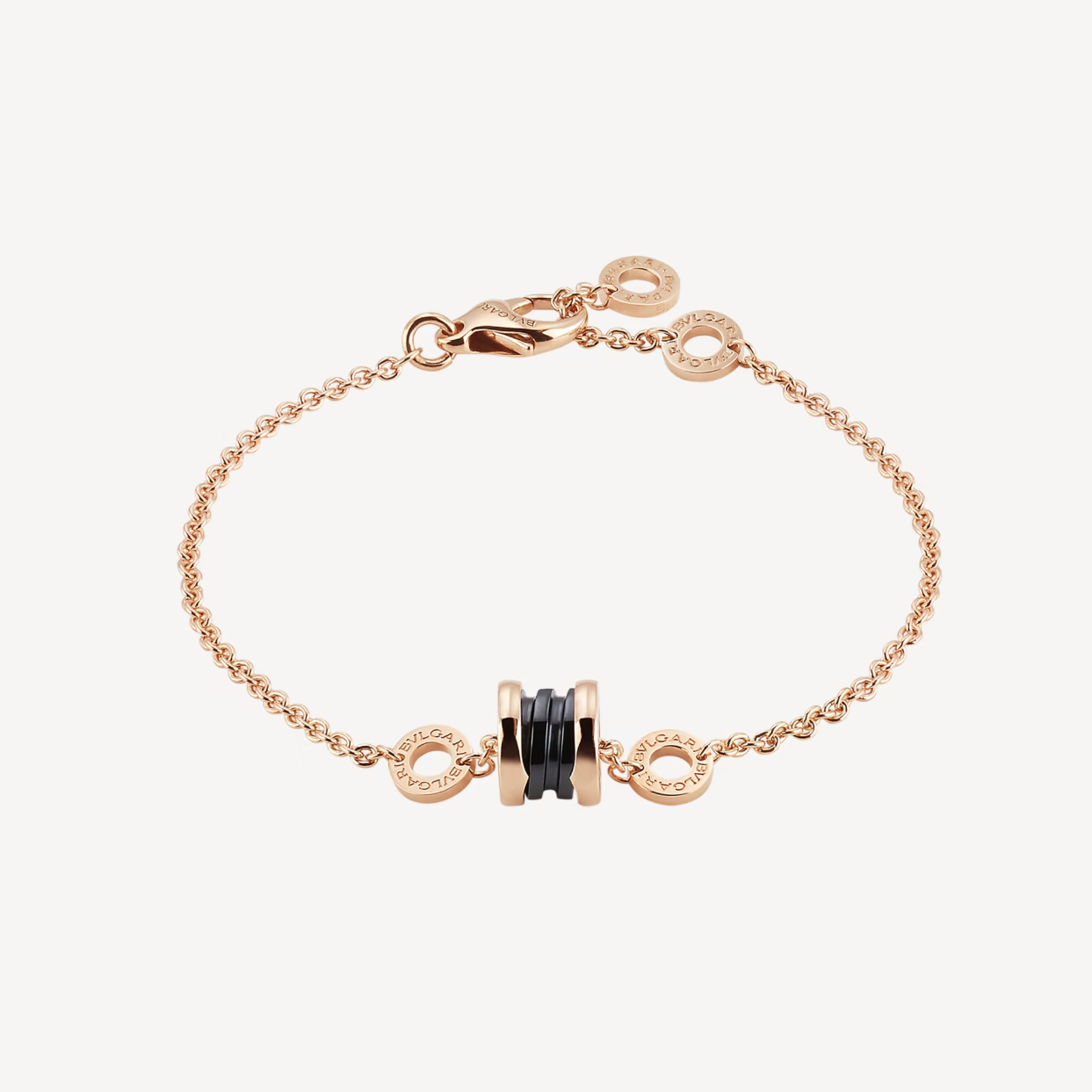 [Joyas Regalia] PULSERA ZERO 1 DE ORO ROSA SUAVE Y CERÁMICA NEGRA