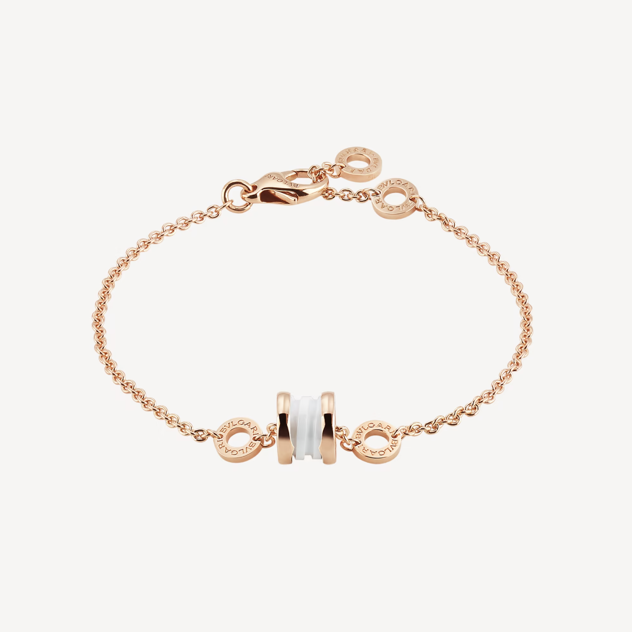 [Joyas Regalia] PULSERA ZERO 1 DE ORO ROSA SUAVE Y CERÁMICA BLANCA