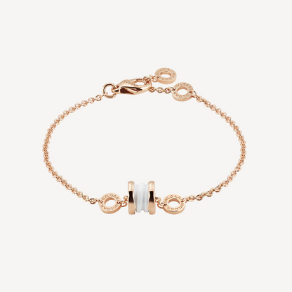 [Joyas Regalia] PULSERA ZERO 1 DE ORO ROSA SUAVE Y CERÁMICA BLANCA