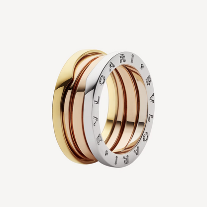 [Joyas Regalia] ANILLO ZERO 1 DE TRES BANDAS ROSA BLANCO Y AMARILLO