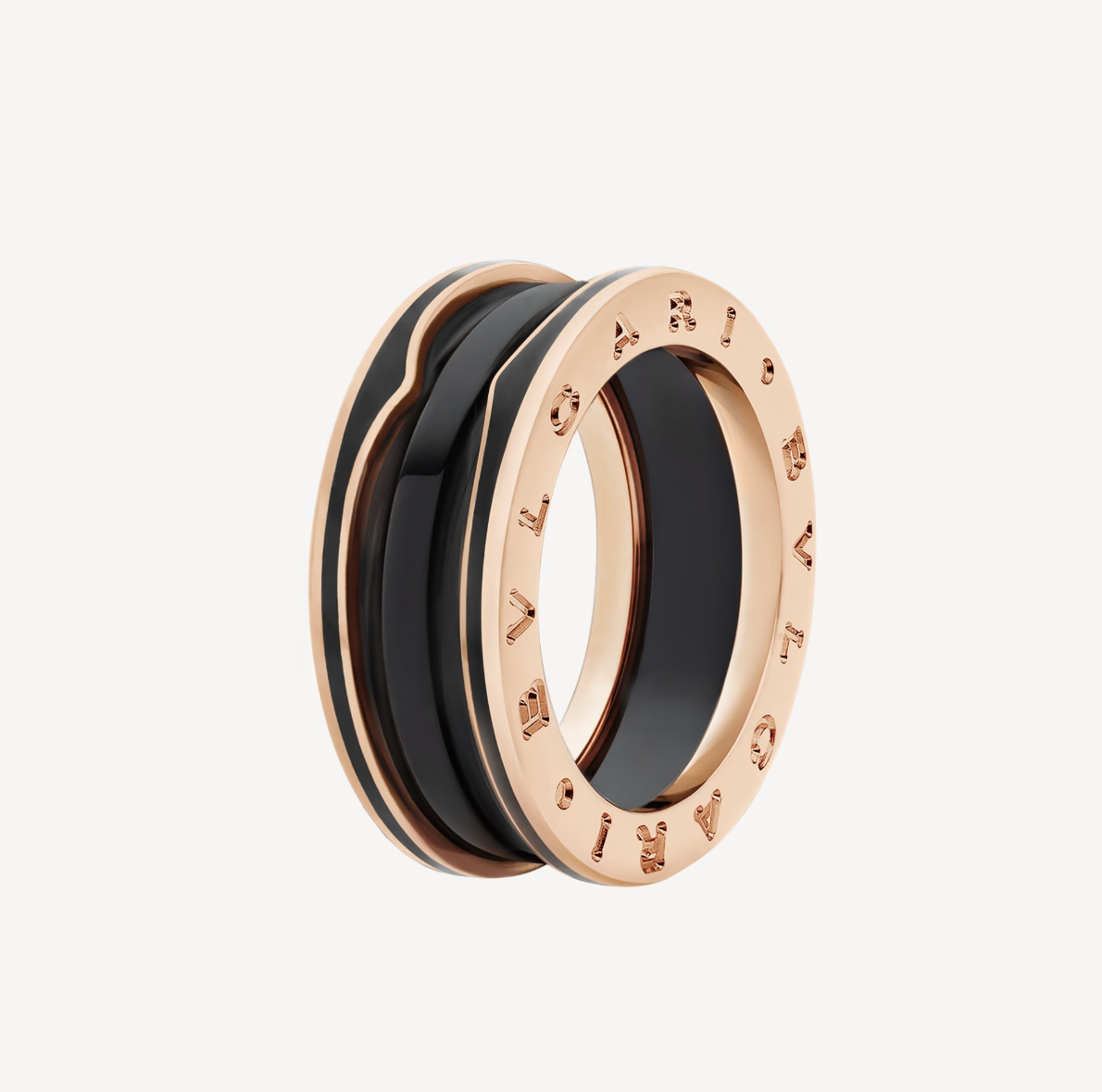 [Bijoux Regalia] ZERO 1 BAGUE DEUX BANDES EN OR ROSE ET CÉRAMIQUE NOIRE MATTE