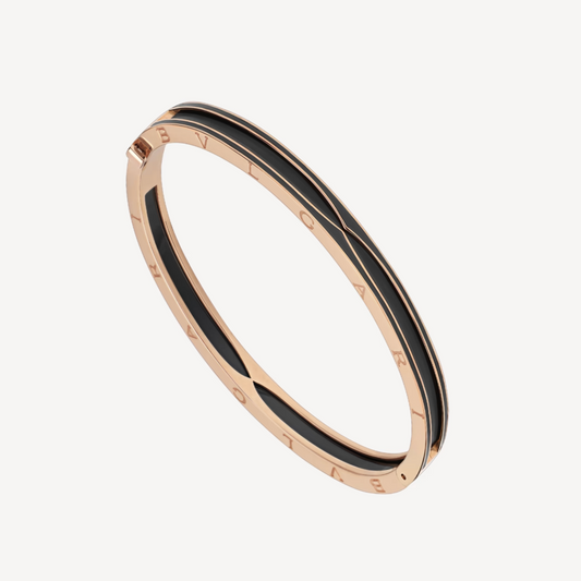 [Bijoux Regalia] BRACELET ZERO 1 EN OR ROSE AVEC CÉRAMIQUE NOIRE MAT