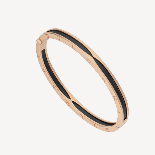 [Bijoux Regalia] BRACELET ZERO 1 EN OR ROSE AVEC CÉRAMIQUE NOIRE
