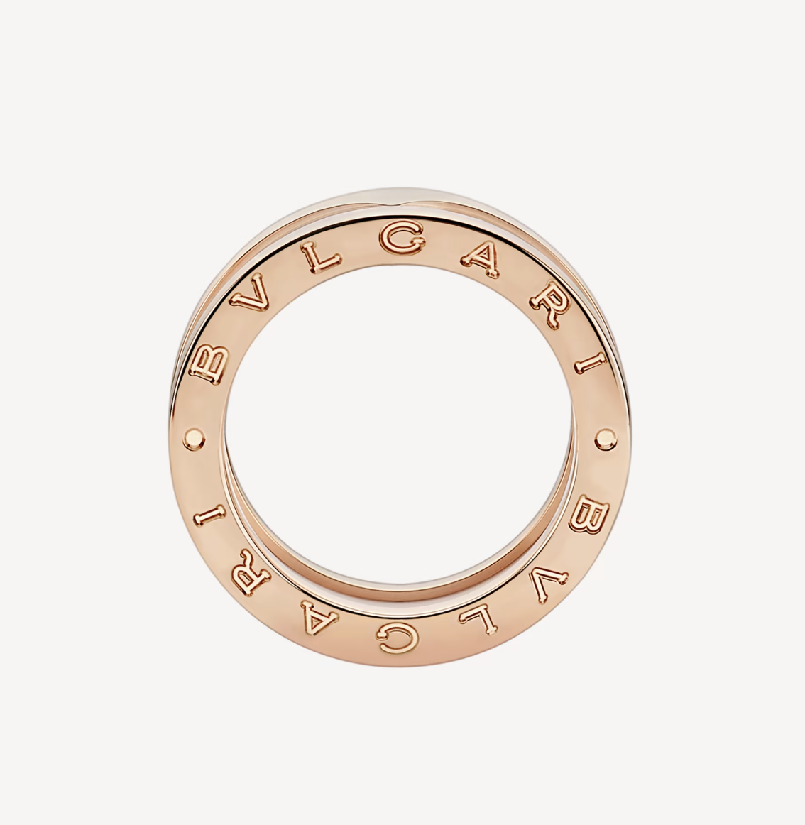 [Joyas Regalia] ANILLO ZERO 1 DE ORO ROSA CON DOS BANDAS Y ESPIRAL DE CERÁMICA BLANCA