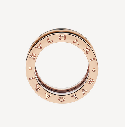 [Bijoux Regalia] ZERO 1 BAGUE DEUX BANDES EN OR ROSE ET CÉRAMIQUE NOIRE MATTE