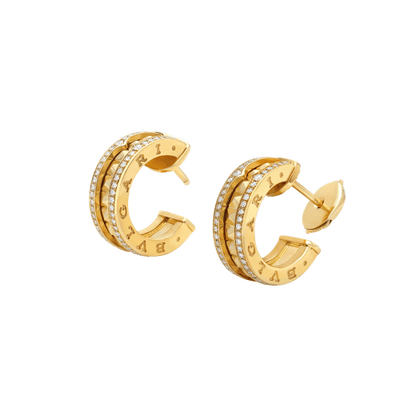 [Joyas Regalia] PENDIENTES DE ORO ZERO 1 ROCK CON ESPIRAL TACHUELADA Y DIAMANTES PAVÉ