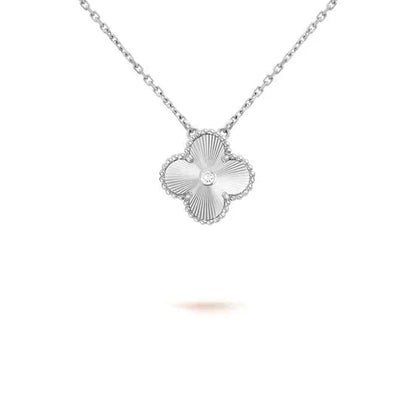 [Joyas Regalia] COLLAR DE LÁSER DE DIAMANTES DE 15 MM DE TRÉBOL DE PLATA
