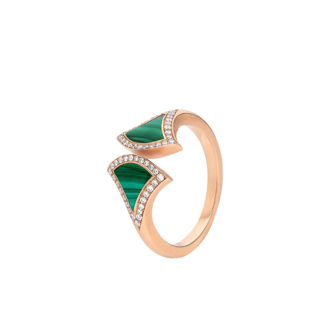 [Joyas Regalia]Anillo abierto Dream Malaquita Diamante