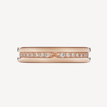 [Joyas Regalia] Anillo espiral con diamantes pavé de una sola banda y cero uno