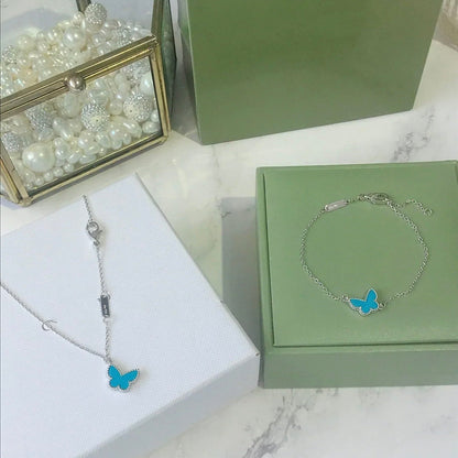 [Joyas Regalia]PULSERA MARIPOSA TURQUESA PLATA