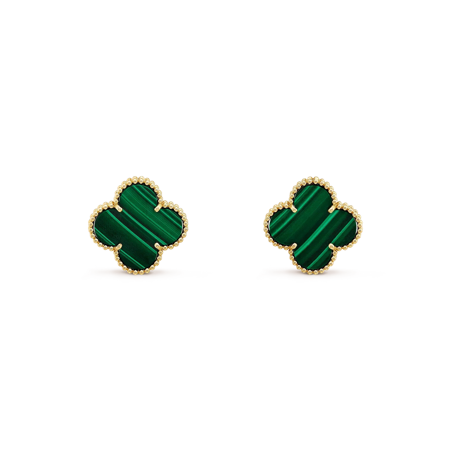 [Joyas Regalia] PENDIENTES MINI TRÉBOL DE MALAQUITA DE 9,5 MM