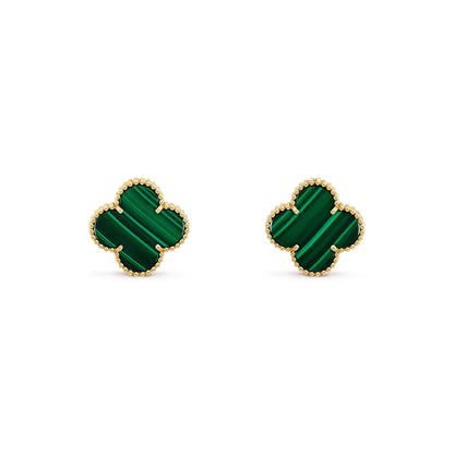 [Joyas Regalia] PENDIENTES MINI TRÉBOL DE MALAQUITA DE 9,5 MM