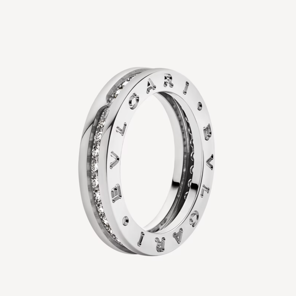 [Joyas Regalia] Anillo espiral con diamantes pavé de una sola banda y cero uno