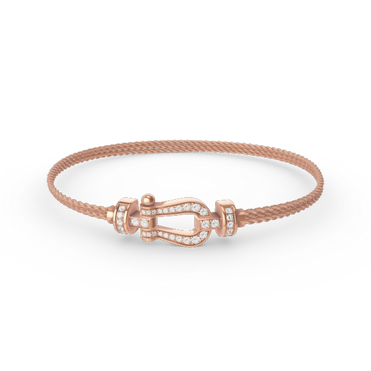 [Bijoux Regalia] BRACELET FORCE PETIT FER À CHEVAL EN CHAÎNE ET DIAMANT