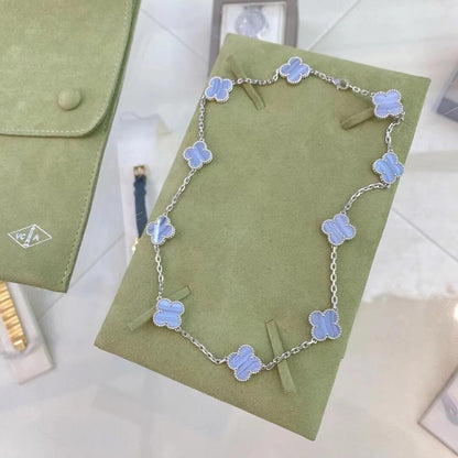[Joyas Regalia] COLLAR DE CALCEDONIA PÚRPURA CON 10 MOTIVOS DE TRÉBOL
