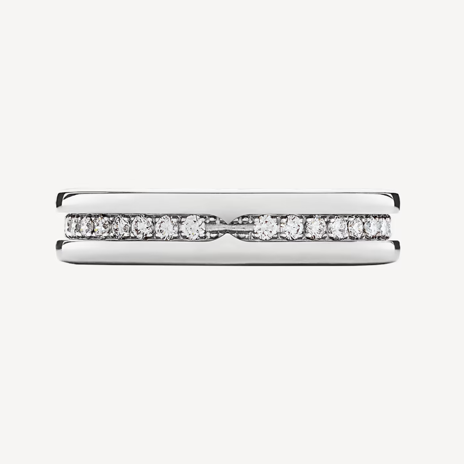 [Joyas Regalia] Anillo espiral con diamantes pavé de una sola banda y cero uno