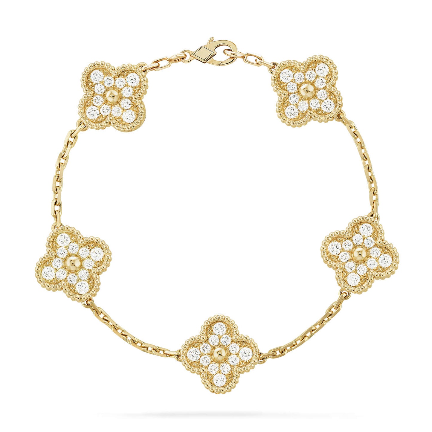 [Bijoux Regalia]BRACELET TRÈFLE 5 MOTIFS EN DIAMANTS