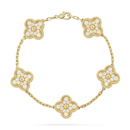 [Bijoux Regalia]BRACELET TRÈFLE 5 MOTIFS EN DIAMANTS