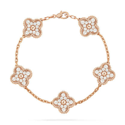 [Bijoux Regalia]BRACELET TRÈFLE 5 MOTIFS EN DIAMANTS