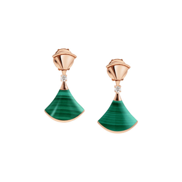 [Bijoux Regalia]Boucles d'oreilles Dream Malachite en or rose