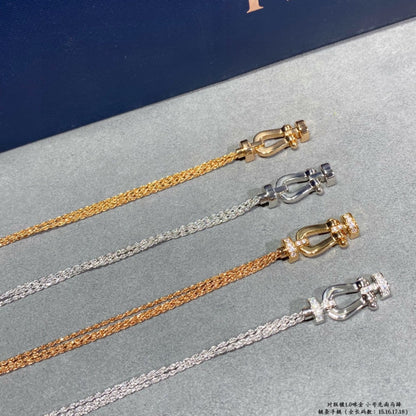 [Joyas Regalia] PULSERA DE CUERDA DE CADENA DE DIAMANTES CON HERRADURA PEQUEÑA FORCE