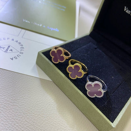 [Joyas Regalia]Anillo de trébol morado y violeta