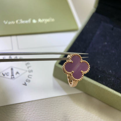 [Joyas Regalia]Anillo de trébol morado y violeta