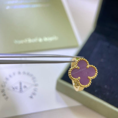 [Joyas Regalia]Anillo de trébol morado y violeta