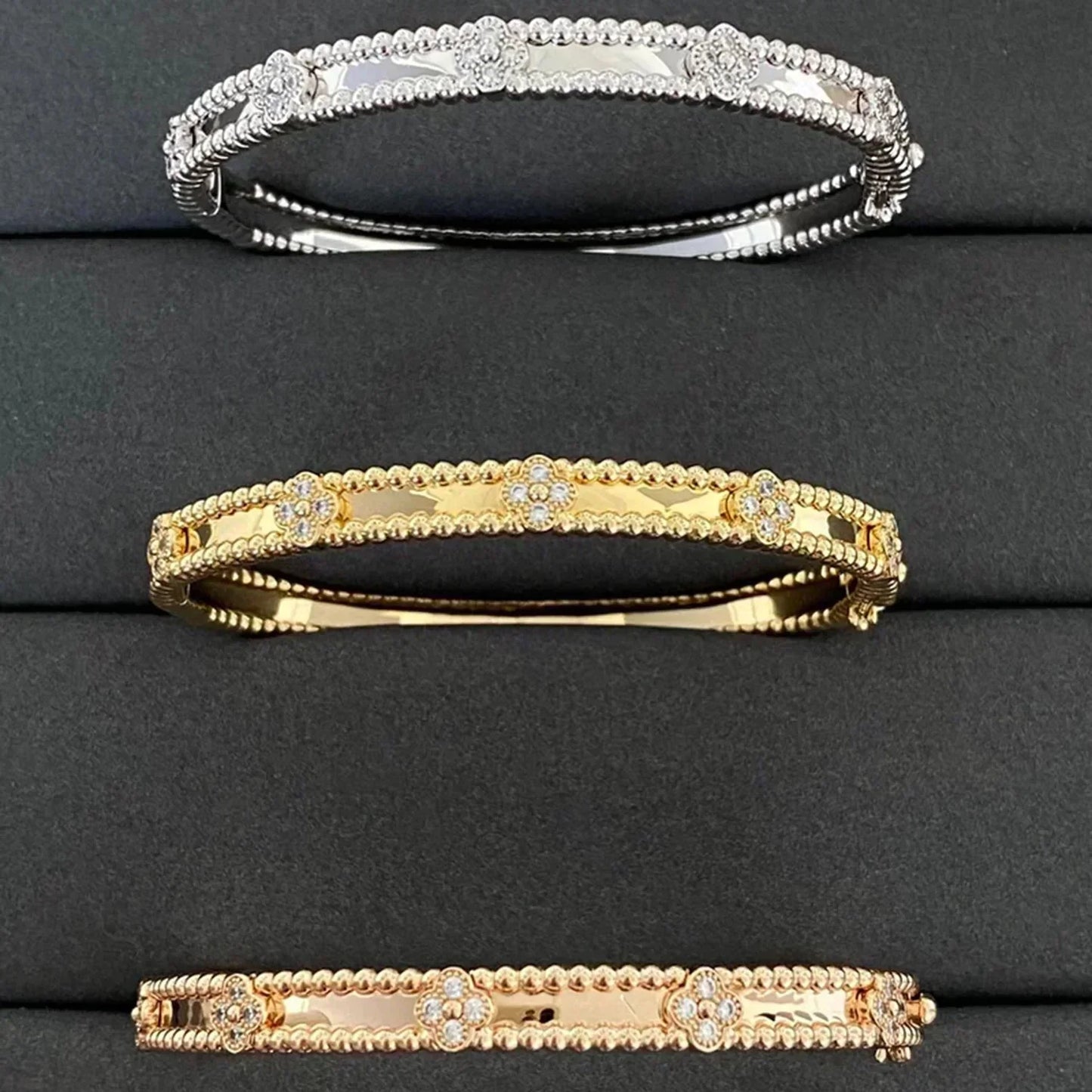 [Joyas Regalia]Pulsera de trébol con diamantes de 4 mm