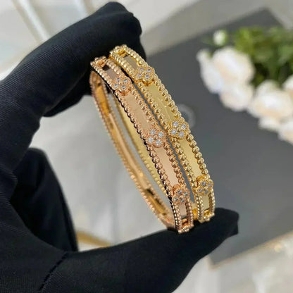 [Joyas Regalia]Pulsera de trébol con diamantes de 4 mm