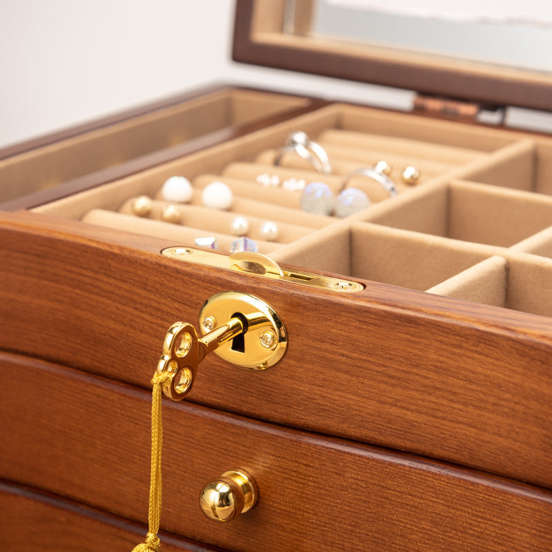 CAJA DE ALMACENAMIENTO DE JOYERÍA CAJA DE JOYERÍA DE MADERA DE GRAN CAPACIDAD MULTICAPA