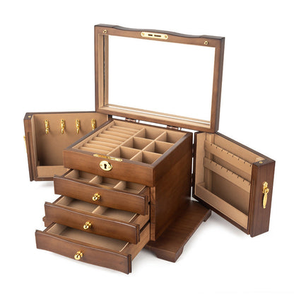 CAJA DE ALMACENAMIENTO DE JOYERÍA CAJA DE JOYERÍA DE MADERA DE GRAN CAPACIDAD MULTICAPA