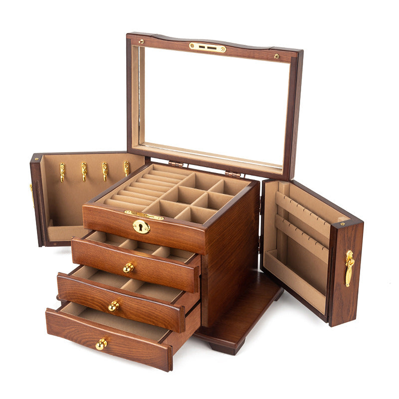 CAJA DE ALMACENAMIENTO DE JOYERÍA CAJA DE JOYERÍA DE MADERA DE GRAN CAPACIDAD MULTICAPA