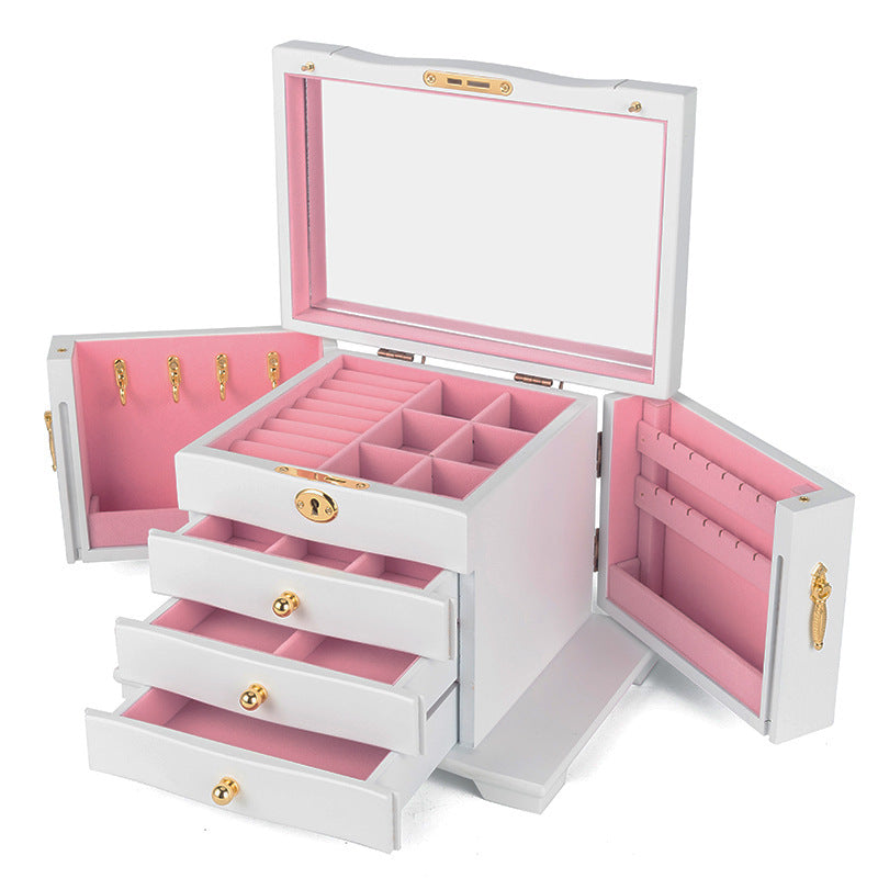 CAJA DE ALMACENAMIENTO DE JOYERÍA CAJA DE JOYERÍA DE MADERA DE GRAN CAPACIDAD MULTICAPA
