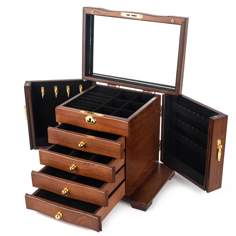 CAJA DE ALMACENAMIENTO DE JOYERÍA CAJA DE JOYERÍA DE MADERA DE GRAN CAPACIDAD MULTICAPA