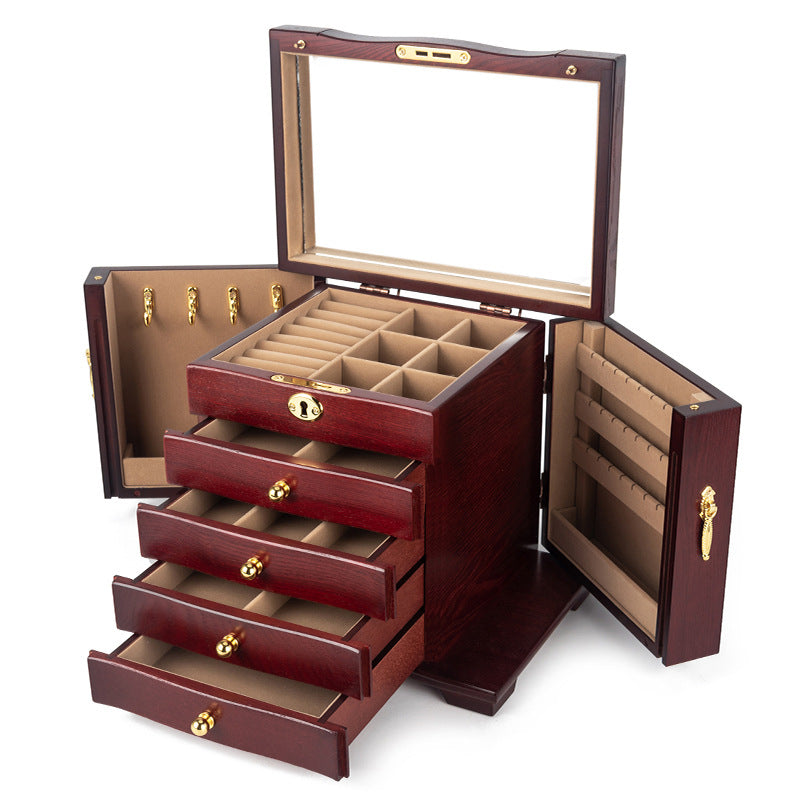 CAJA DE ALMACENAMIENTO DE JOYERÍA CAJA DE JOYERÍA DE MADERA DE GRAN CAPACIDAD MULTICAPA