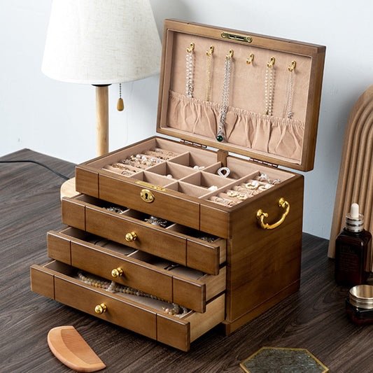 JOYERO RETRO DE MADERA MACIZA CON CERRADURA