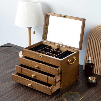 JOYERO RETRO DE MADERA MACIZA CON CERRADURA