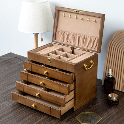 JOYERO RETRO DE MADERA MACIZA CON CERRADURA