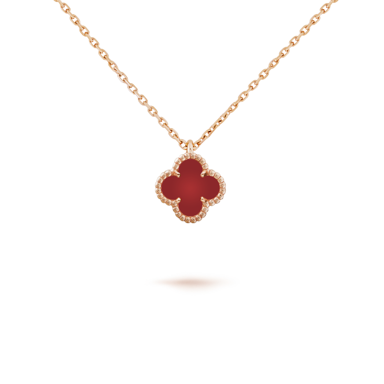[Joyas Regalia]COLLAR MINI TRÉBOL DE 9,5 MM DE CARNELIA BLANCA