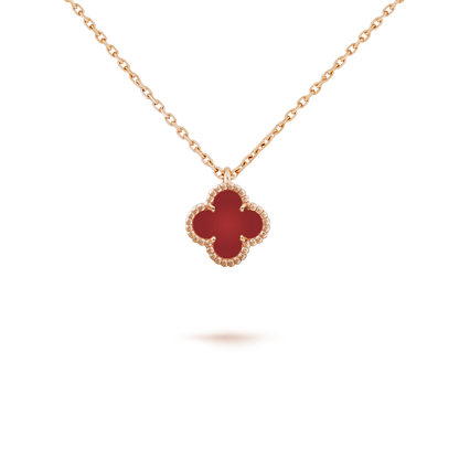 [Joyas Regalia]COLLAR MINI TRÉBOL DE 9,5 MM DE CARNELIA BLANCA